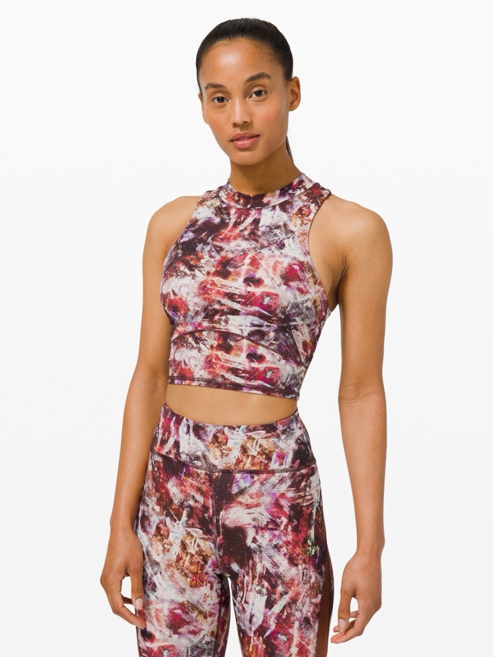 Lululemon Everlux and Mesh Cropped Tank in Urbantricity Multi Size 6